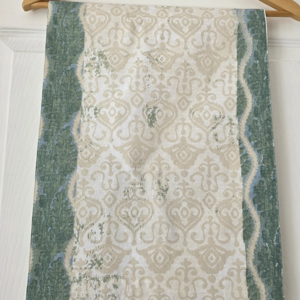Chic Green and Cream Table Runner New